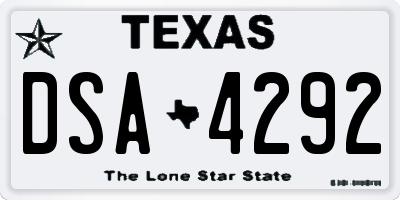 TX license plate DSA4292