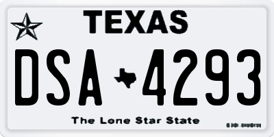 TX license plate DSA4293