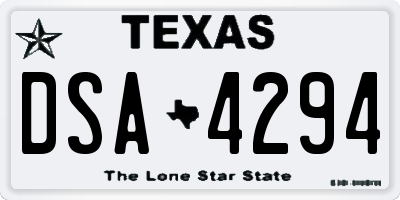 TX license plate DSA4294