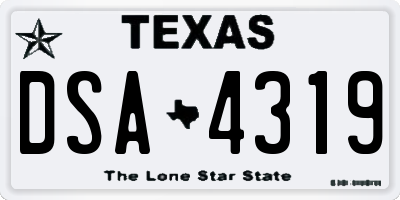 TX license plate DSA4319