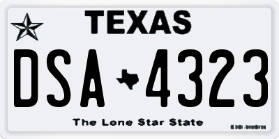 TX license plate DSA4323