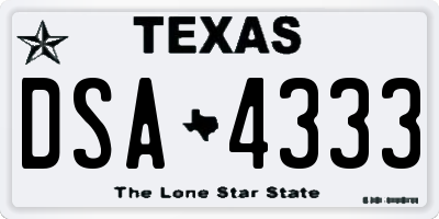TX license plate DSA4333