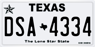 TX license plate DSA4334