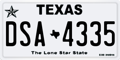 TX license plate DSA4335