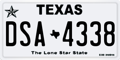 TX license plate DSA4338