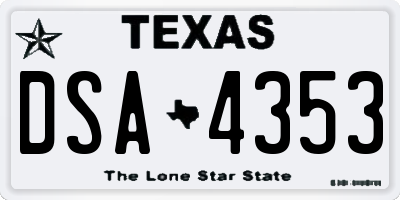 TX license plate DSA4353