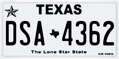 TX license plate DSA4362