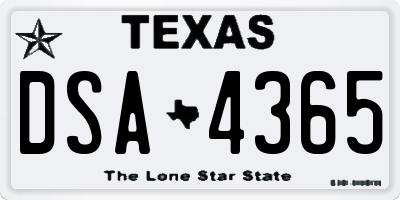 TX license plate DSA4365