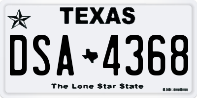 TX license plate DSA4368