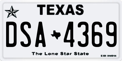 TX license plate DSA4369