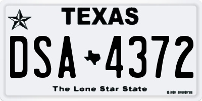 TX license plate DSA4372