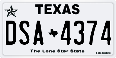 TX license plate DSA4374