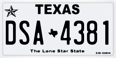 TX license plate DSA4381