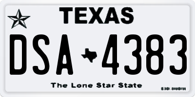 TX license plate DSA4383