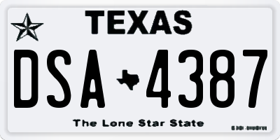 TX license plate DSA4387