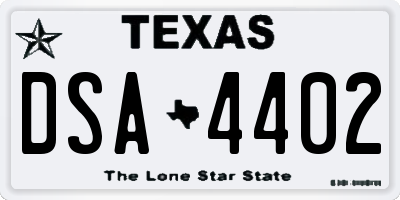 TX license plate DSA4402