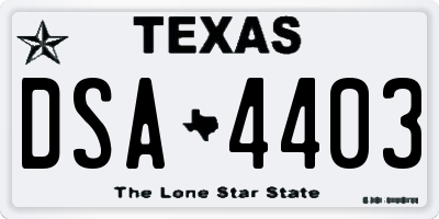 TX license plate DSA4403