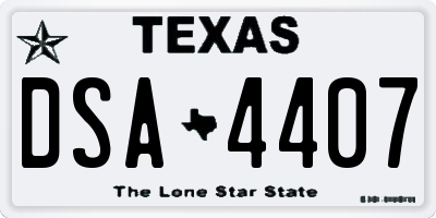 TX license plate DSA4407