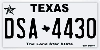 TX license plate DSA4430
