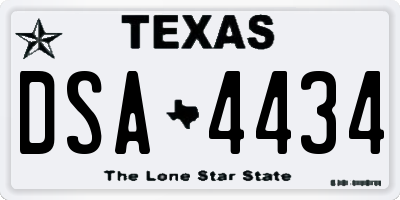 TX license plate DSA4434