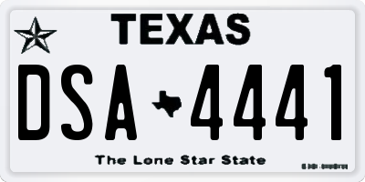 TX license plate DSA4441