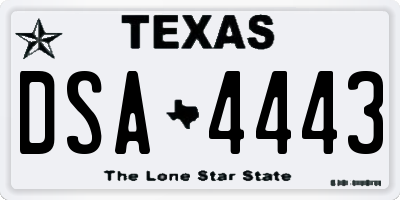 TX license plate DSA4443