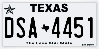 TX license plate DSA4451