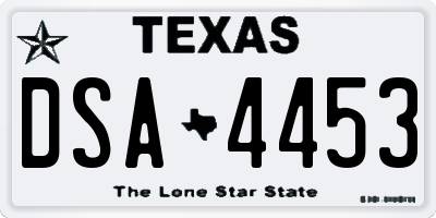TX license plate DSA4453