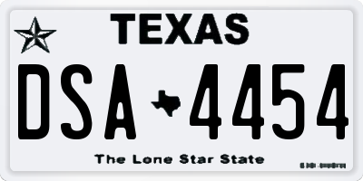 TX license plate DSA4454