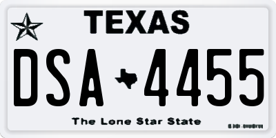 TX license plate DSA4455