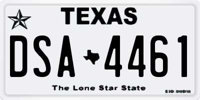TX license plate DSA4461