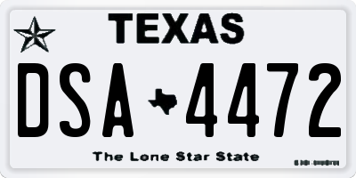 TX license plate DSA4472