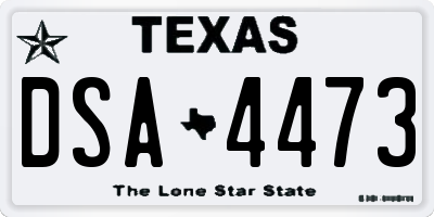 TX license plate DSA4473