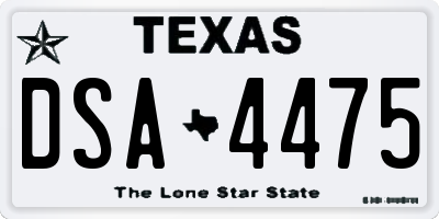 TX license plate DSA4475