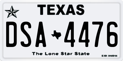 TX license plate DSA4476