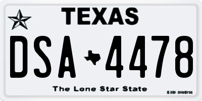TX license plate DSA4478