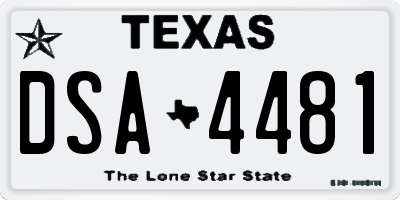 TX license plate DSA4481