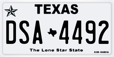 TX license plate DSA4492