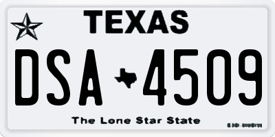 TX license plate DSA4509