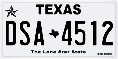 TX license plate DSA4512
