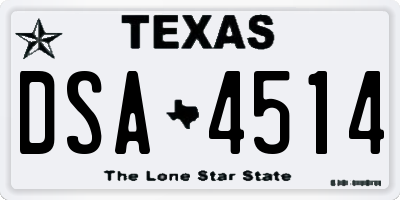 TX license plate DSA4514
