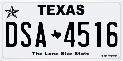 TX license plate DSA4516