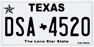 TX license plate DSA4520