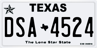 TX license plate DSA4524