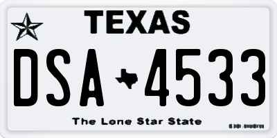 TX license plate DSA4533