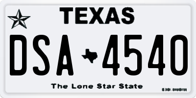 TX license plate DSA4540