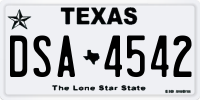 TX license plate DSA4542