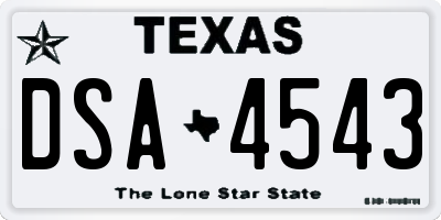 TX license plate DSA4543