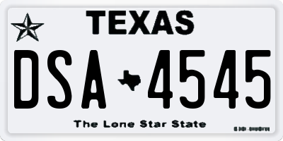 TX license plate DSA4545
