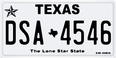 TX license plate DSA4546